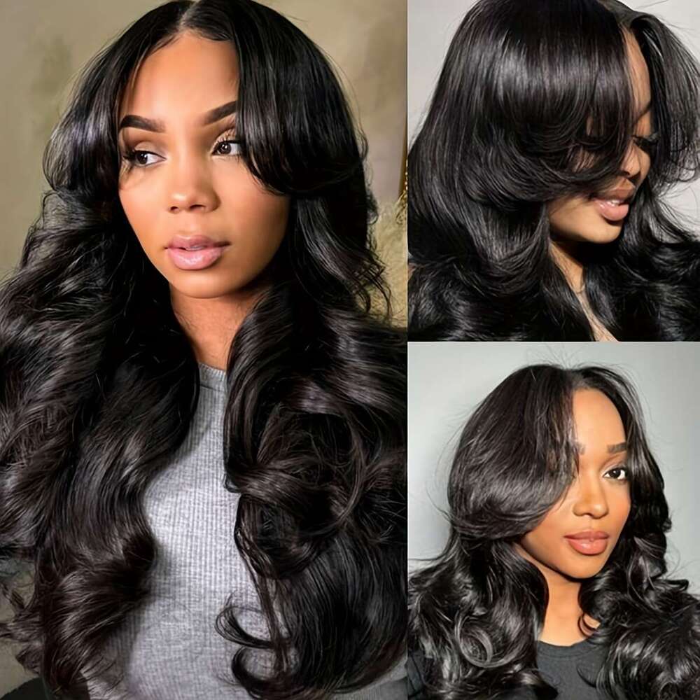 Body Wave Front 5X5 Transparent Lace Closure 180% Density Glueless Pre Plucked Wigs For Black Women Human Hair