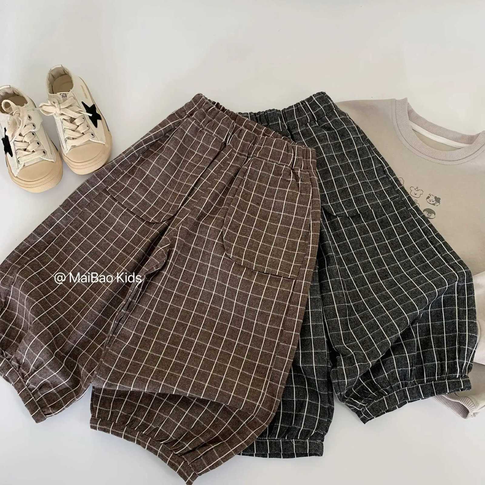 Autumn baby boys pants plaid vintage infant baby boys Harem pants Relaxed Elastic Waist baby boys long pantsT251027