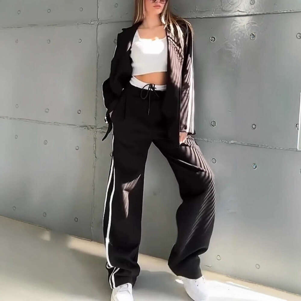 2025 Fashion Suit Striped Trousers Casual Jacket Two-Piece Set for Women