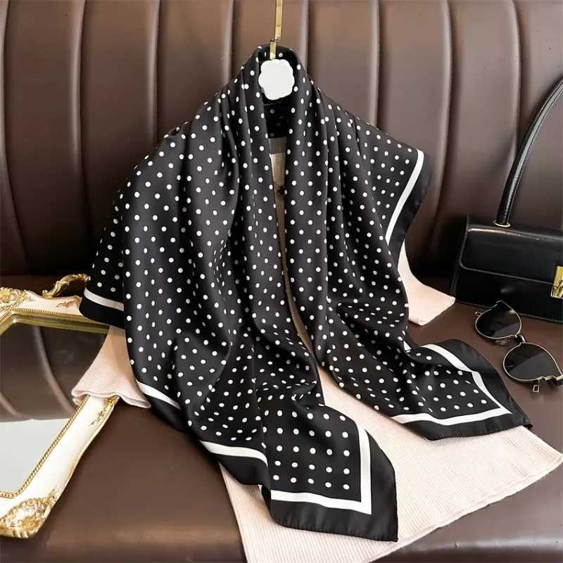 90cm Polka Dot Pattern Scarf for Wen Spring Summer Thin Imitation Silk Twill Scarf for Fashionab and Versati Tuan ShawlW251027