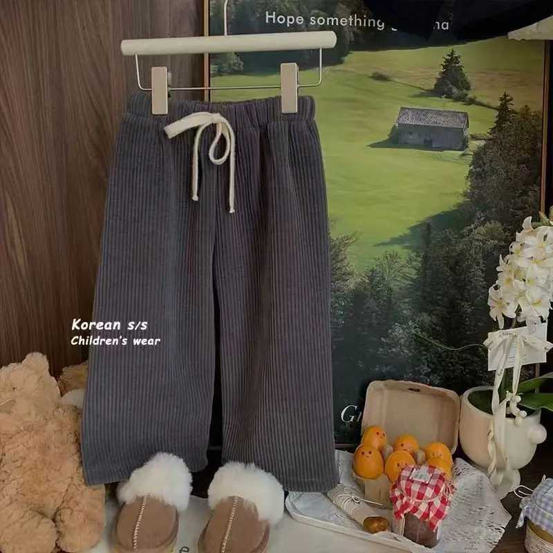 Autumn Winter Children Girl Straight Pant Cotton Fleece Thick Warm Kid Baby Girl Corduroy Pants Solid Toddler Girl Wide Leg PantT251027