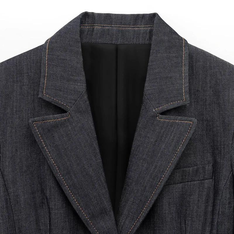 HXAO Womens Elegant Denim Blazers Spring Long Sleeve Jackets Fashion Casual Plus Size Blue Coats In Outerwears 251027