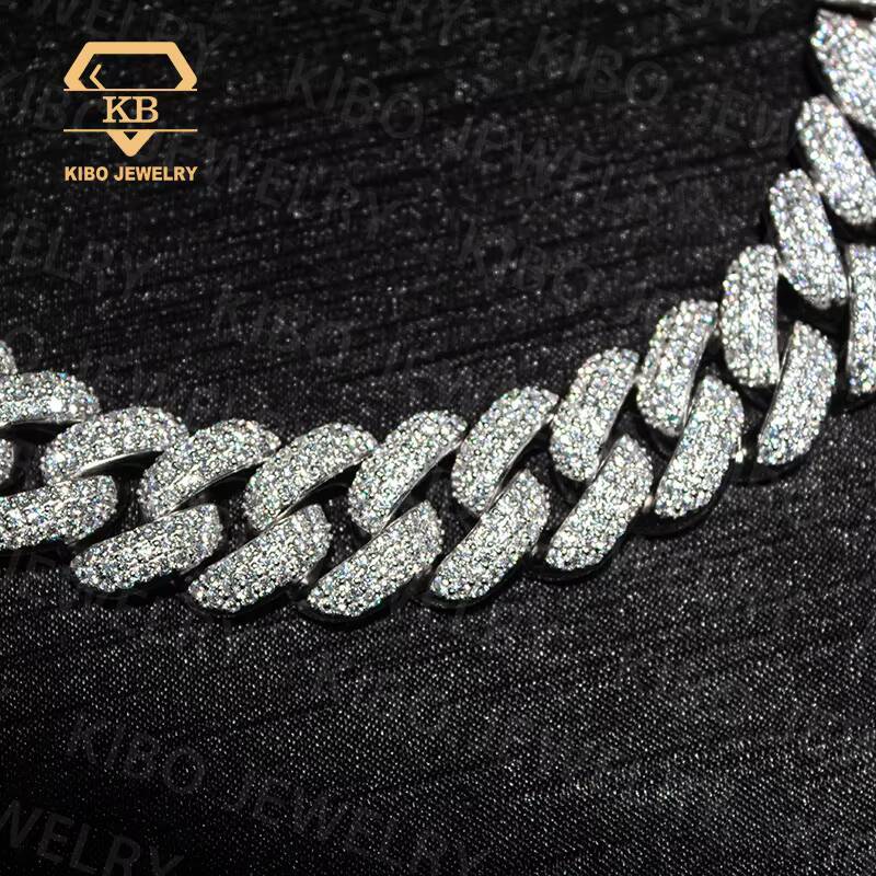 925 Silver Mossanite 20MM Cuban Bracelet VVS1 LAB Grown Moissanite Diamond Iced Out Cuban Link Chain