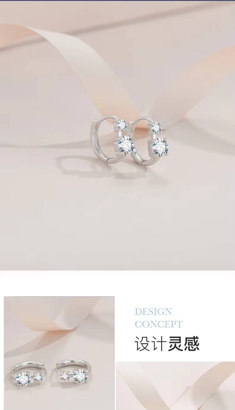 Fine Jewelry 925 Sterling Silver Moissanite Earrings Platina Plated 12CT2 Diamond Hoop Stud Earrings for Wedding Women