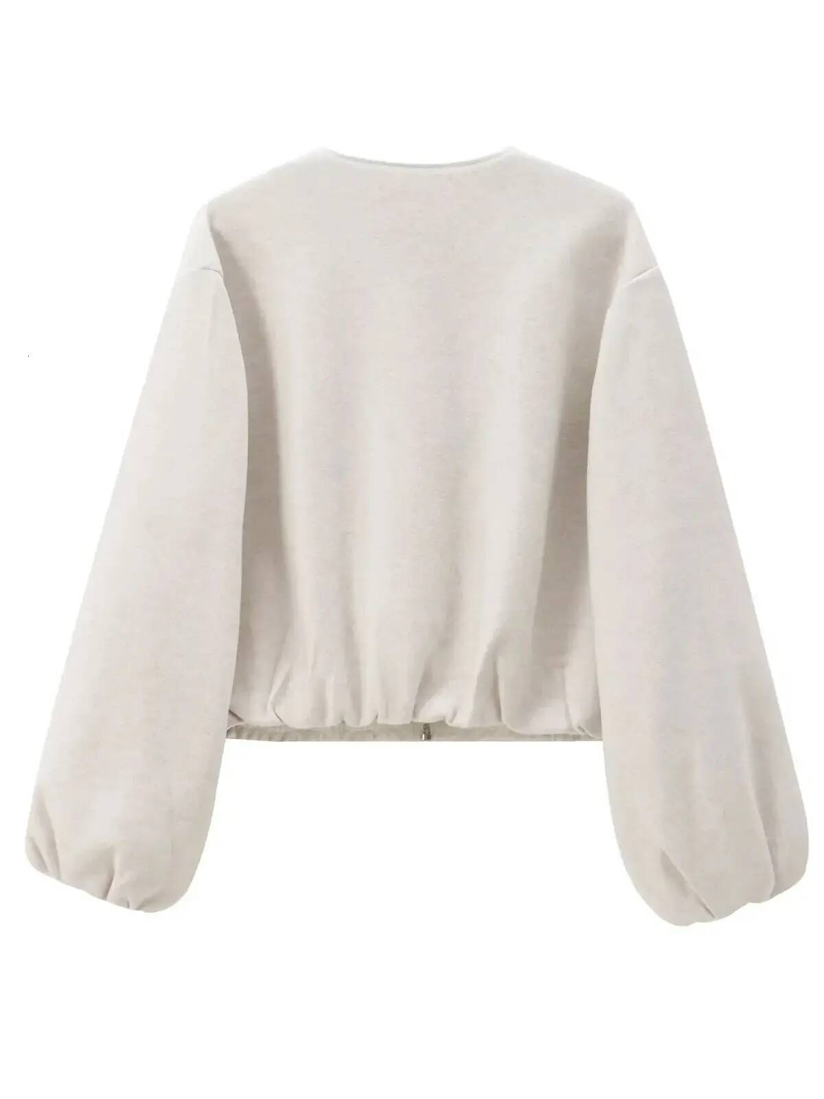 winter jacket women XNWMNZ Women's Fashion Autumn/Winter Soft Bomber Jacket Women Retro Round Neck Long Sleeve Elastic Hem Zipper Female Coat