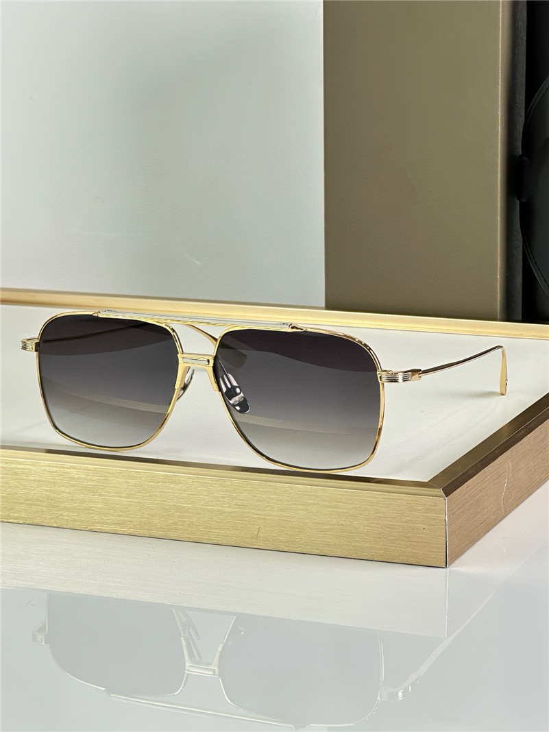 Top K gold men design sunglasses ALKAMX square metal frame simple avant-garde style high quality versatile UV400 lens eyewear with glasses case
