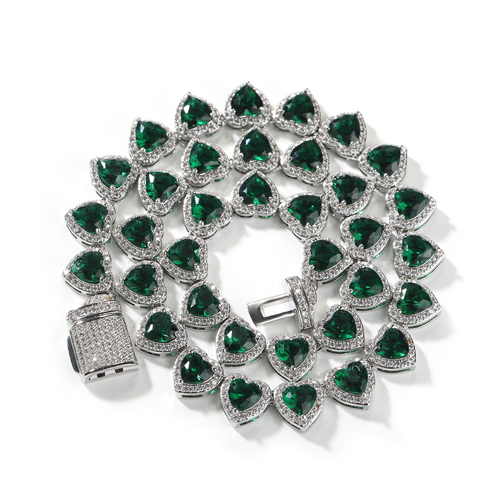 2025 Fashion Accessory 8Mm Heart-Shaped Cut Cluster Chilled Pearl VVS Carbon Silica Hip-Hop Tennis Chain For Women