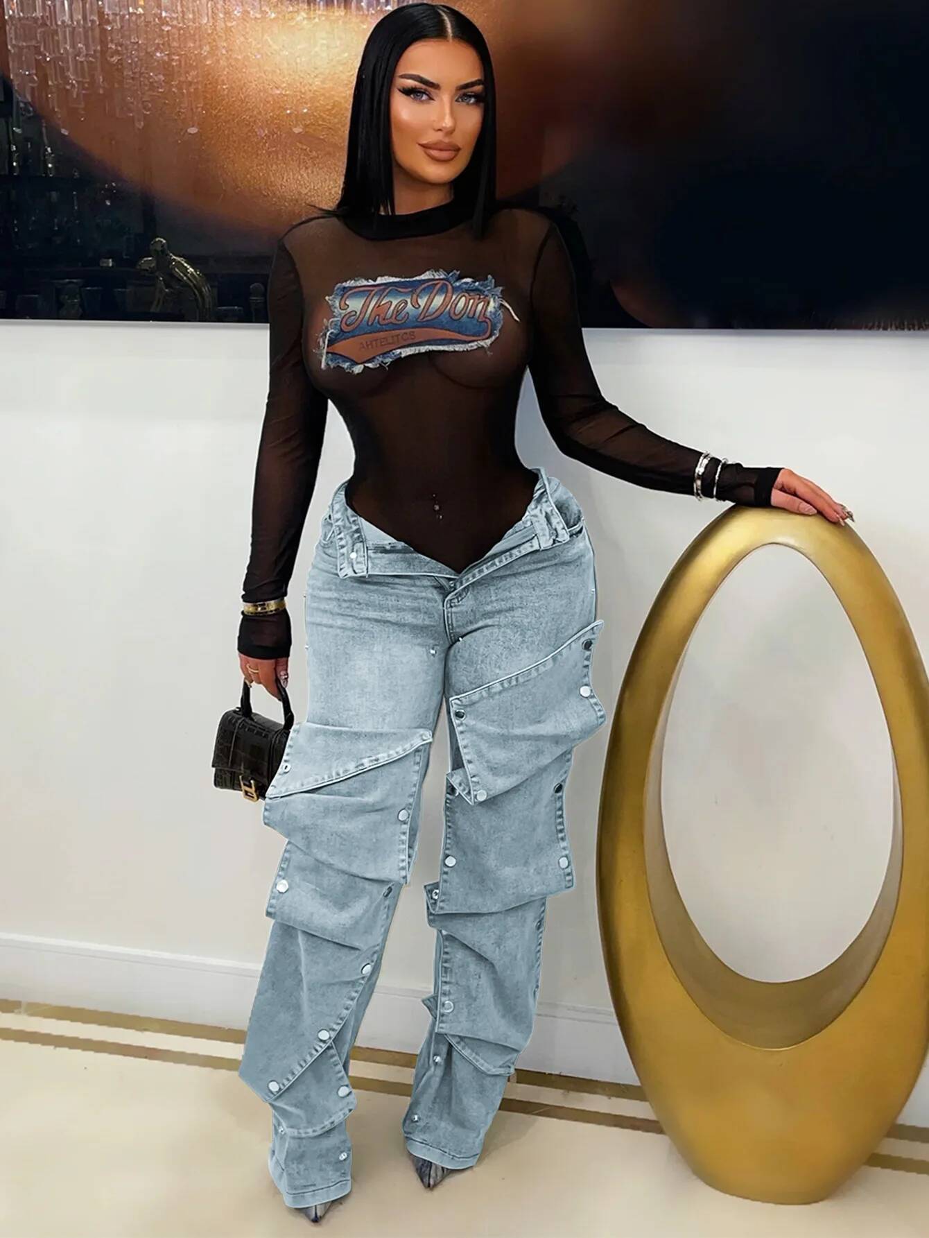 winter jacket women Hip Hop Jeans Cargo Pants Sexy Women High Waist Elegant Streetwear Denim Straight Trousers