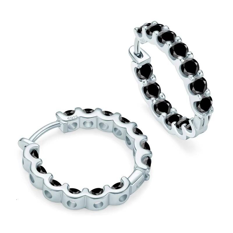 Best Selling Single Row Sterling Silver 925 3mm 01CT Moissanite Drop Inlaid Hoop Earrings for Women