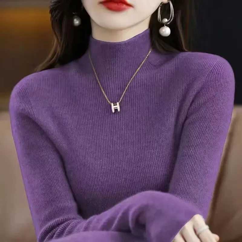 Solid Half Turtleneck Knit Sweater Women Autumn Winter Korean Long Sleeve Pullovers Fashion All Match Thick Warm Slim Jumper NewT251027