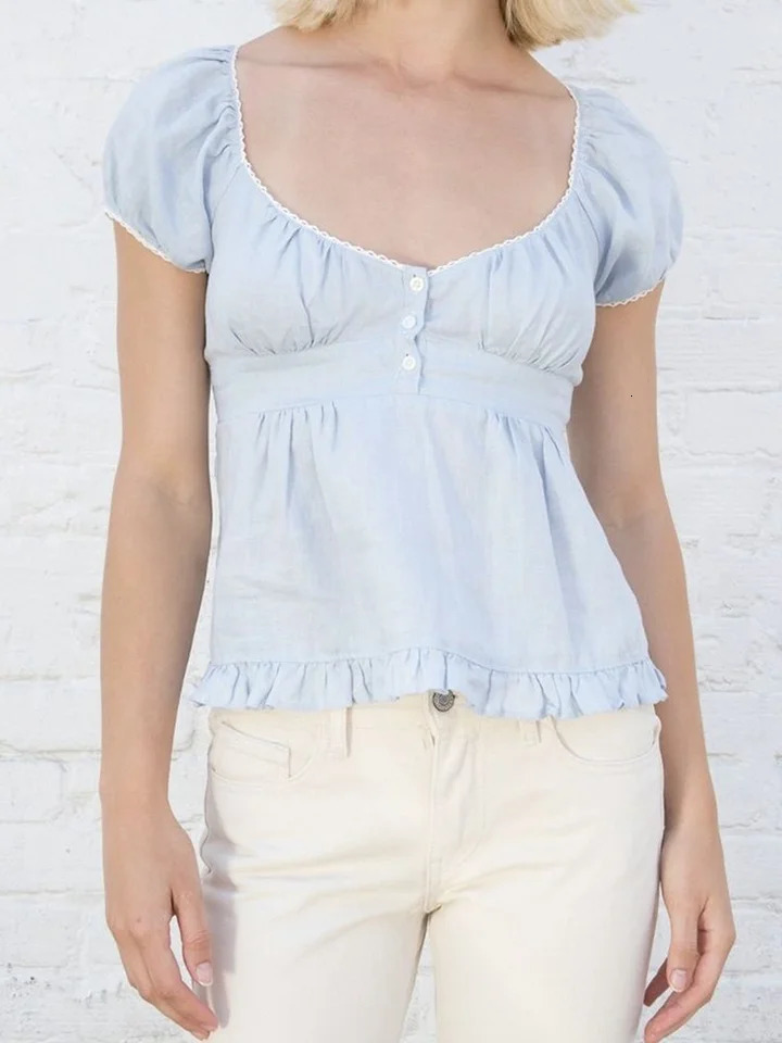 Y2K Fairy Grunge Crop Top for Women Short Sleeve Lace Patchwork TShirt Aesthetic Slim Fit Cute Babydoll Top Tees 251027