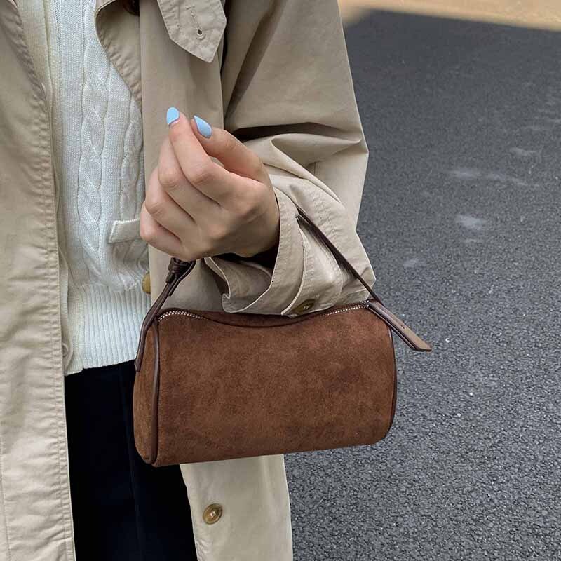 Free shipping designer bag Frosted Cylinder Bag for Women New Versatile Shoulder Crossbody Bag Niche Design Pillow Bag