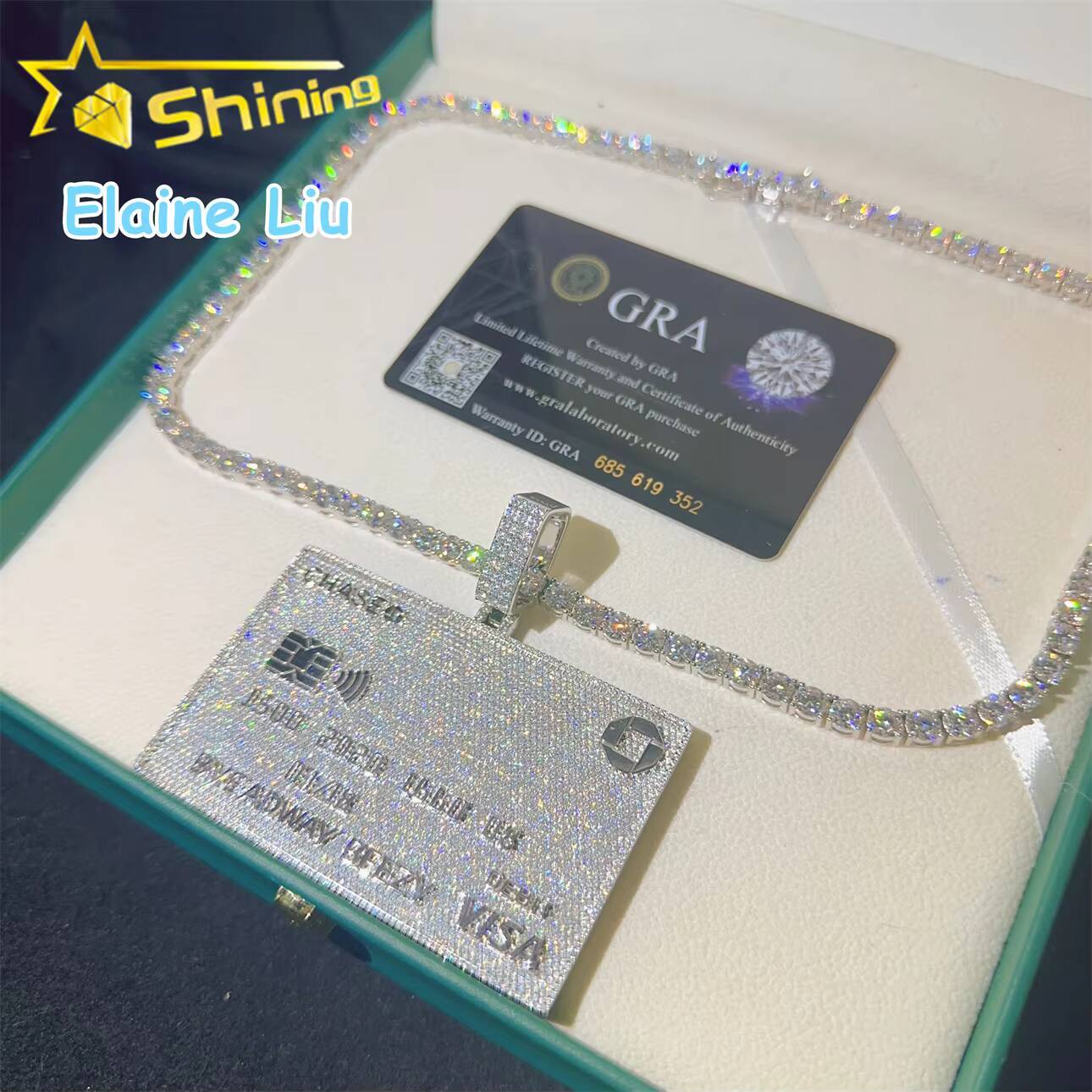 GRA Certificated Hip Hop Jewelry Moissanite Diamond Pendant D Color VVS Moissanite Diamond Rapper Pendant