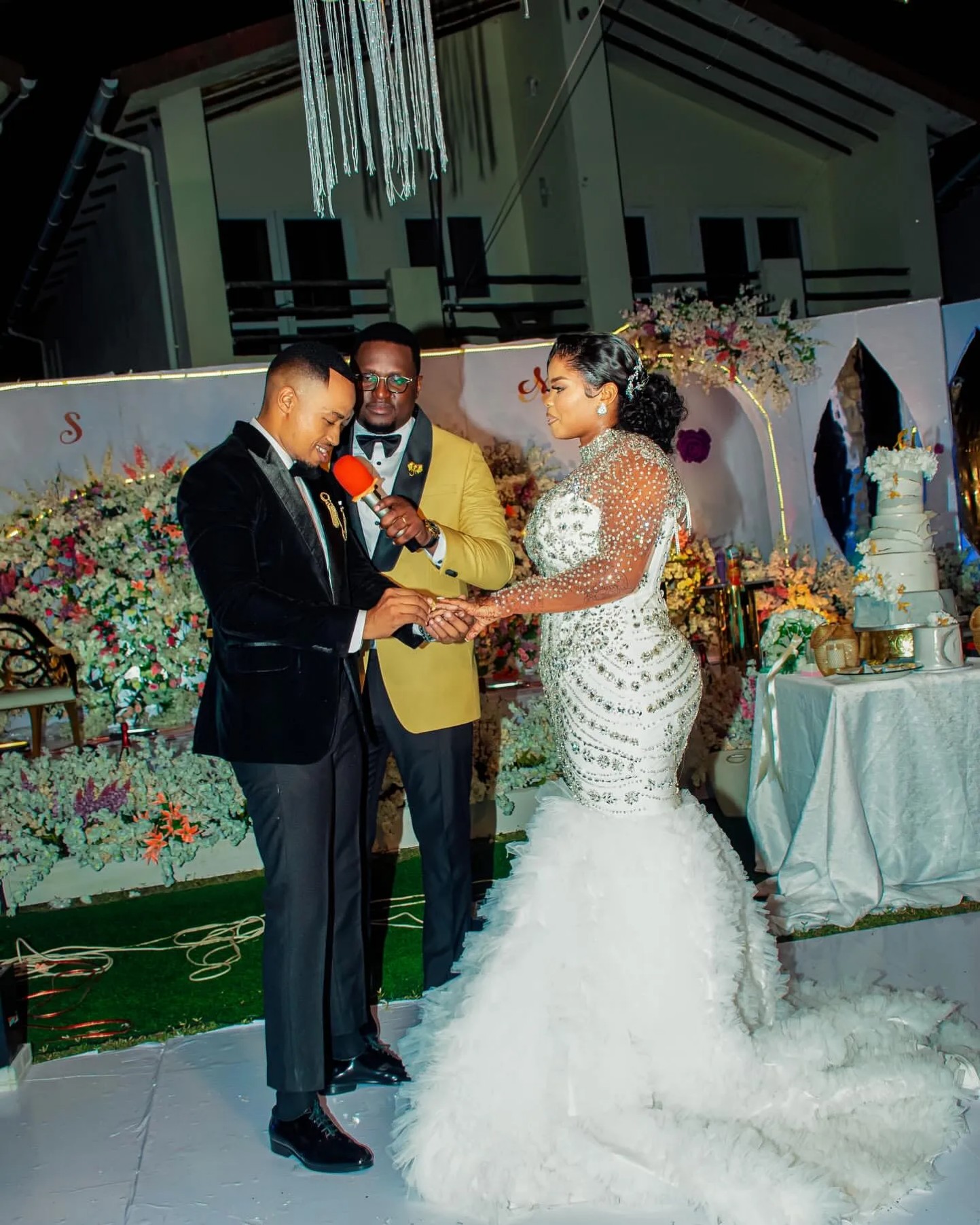 Arabic Aso Ebi Plus Size Mermaid Wedding Dress in Ivory with Luxurious Beaded Crystals Full Sleeves and Tulle Tiers