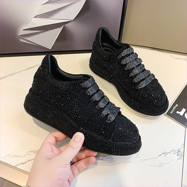 Best Selling In Season New Casual Full Rhinestone Platform Sneakers Fashion Versatile Height Increasing Women Shoes Size 35 42 Colorful Black White Fr