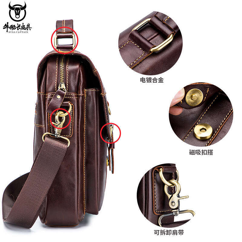 Captain Cow Top Layer Cowhide Men S Casual Single Shoulder Crossbody Bag Tablet Phone Genuine Leather Business Handbag Briefcase High Quality