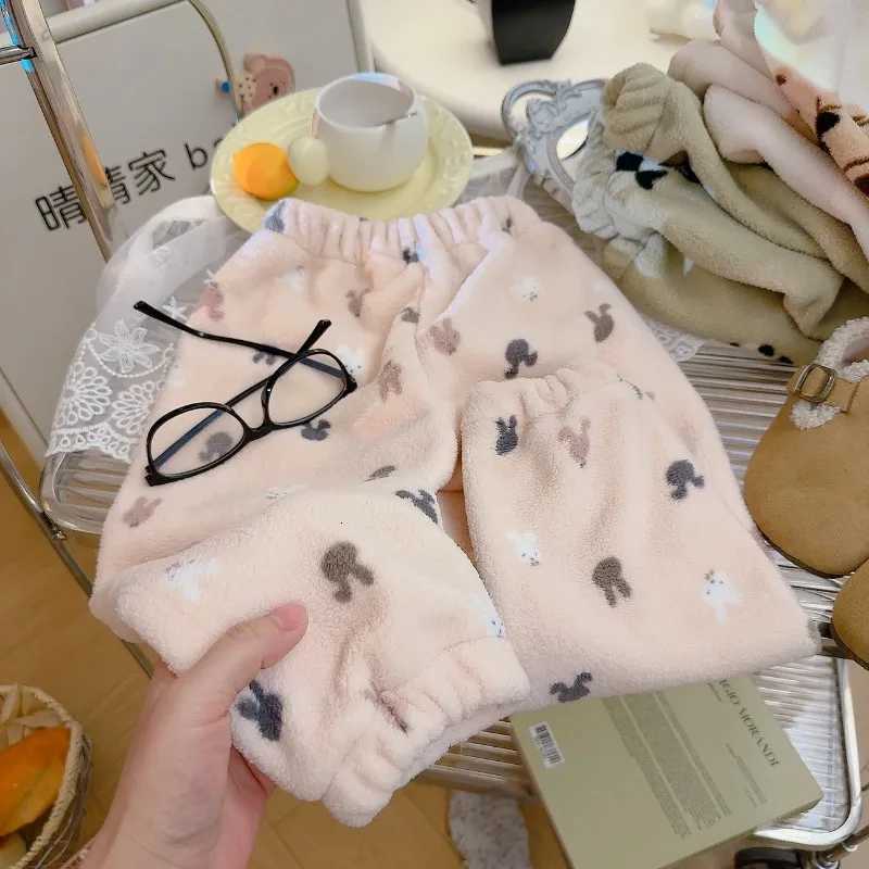 90150cm Kids Pant Cartoon Cute Printing Winter Plush Pants Child Clothes Boys Girls for Baby Autumn TrousersT251027