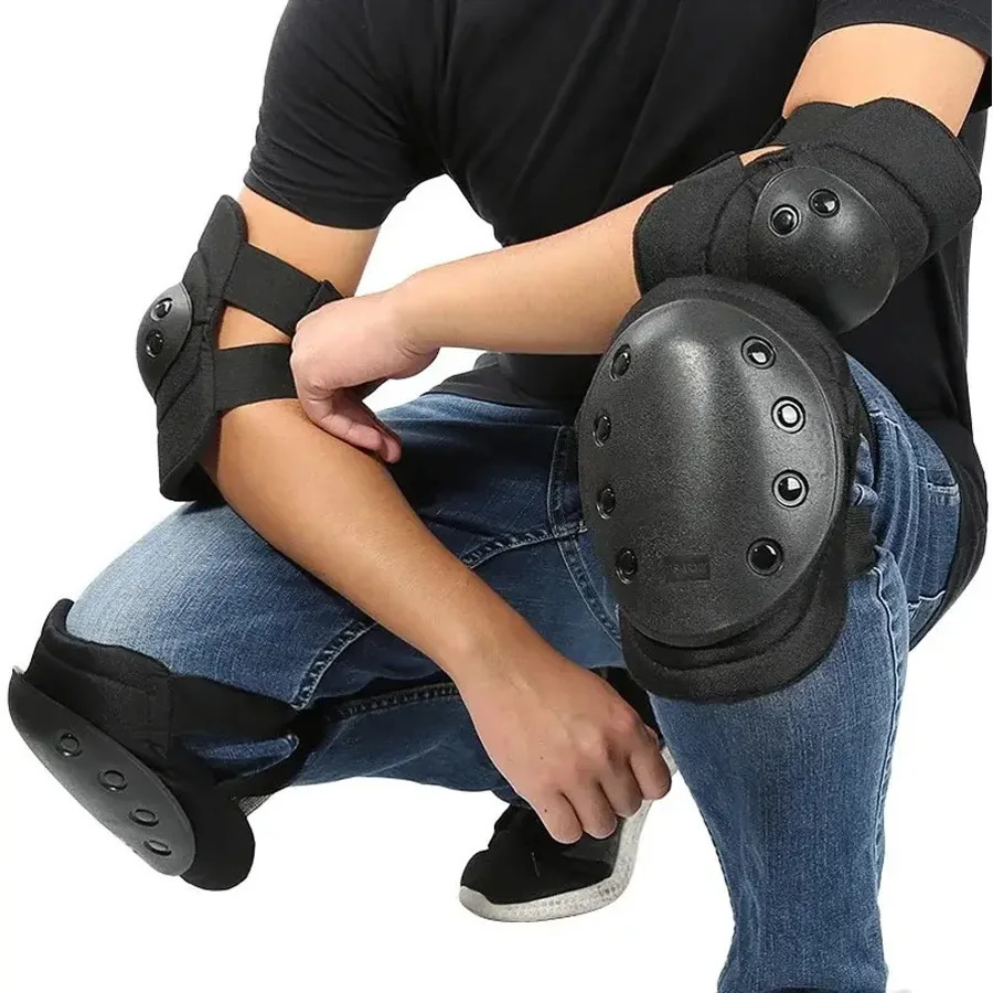 A set of Four Knees and ElbowsAirsoft Knee Elbow Protective Pads Combat Paintball Skate Outdoor Sports Safety Guard Gear 251023