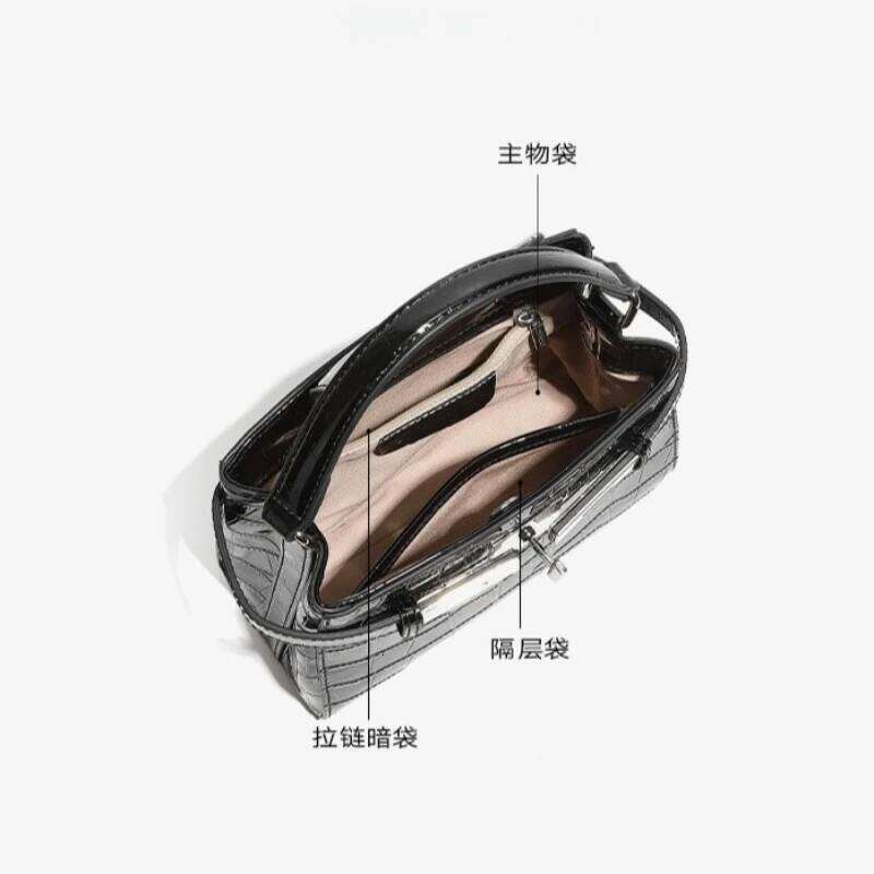 Fashionable Minimalist Stone Pattern Shoulder Handheld Square Versatile Genuine Leather Crossbody Bag With Mobile Pocket 251027