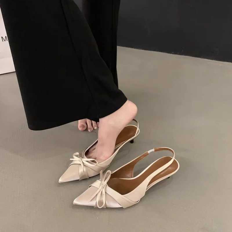 2025 Spring Summer French Style PointedToe Bowknot High Heels Elegant Party Shoes Office Work Pumps Versatile ComfortableXJ251027