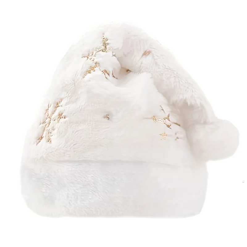 White snowflake Christmas hat Christmas decoration fuzzy golden embroidered Christmas hat Christmas festival costumegift bagW251027