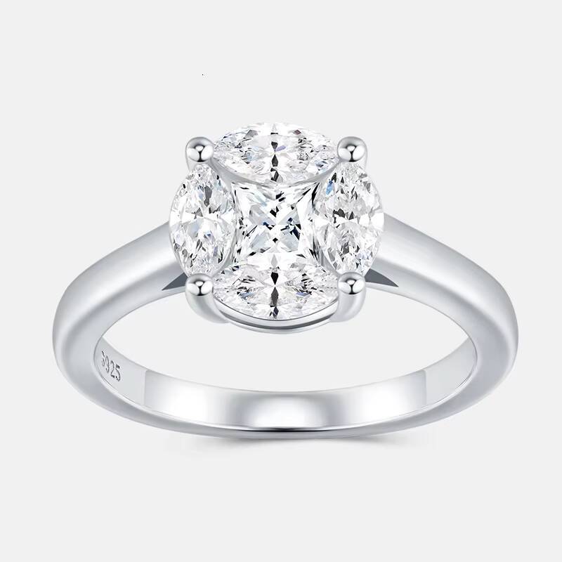 Premium Elegant Moissanite Wedding Engagement Rings S925 Silver Lab Diamond Women Ring with Moissanite Ring
