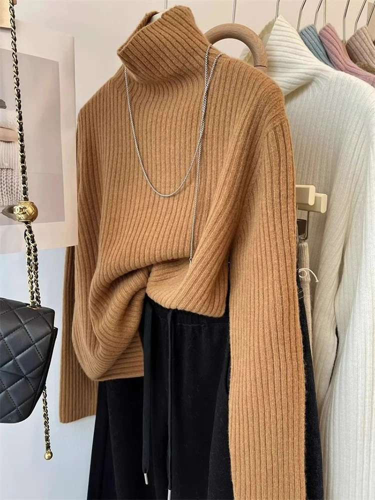 Knitted Sweater Women Pullovers Long Sleeve Turtleneck White Knit Sweater Pullover Women Tops Sweaters Sueters De Mujer Q974 251027