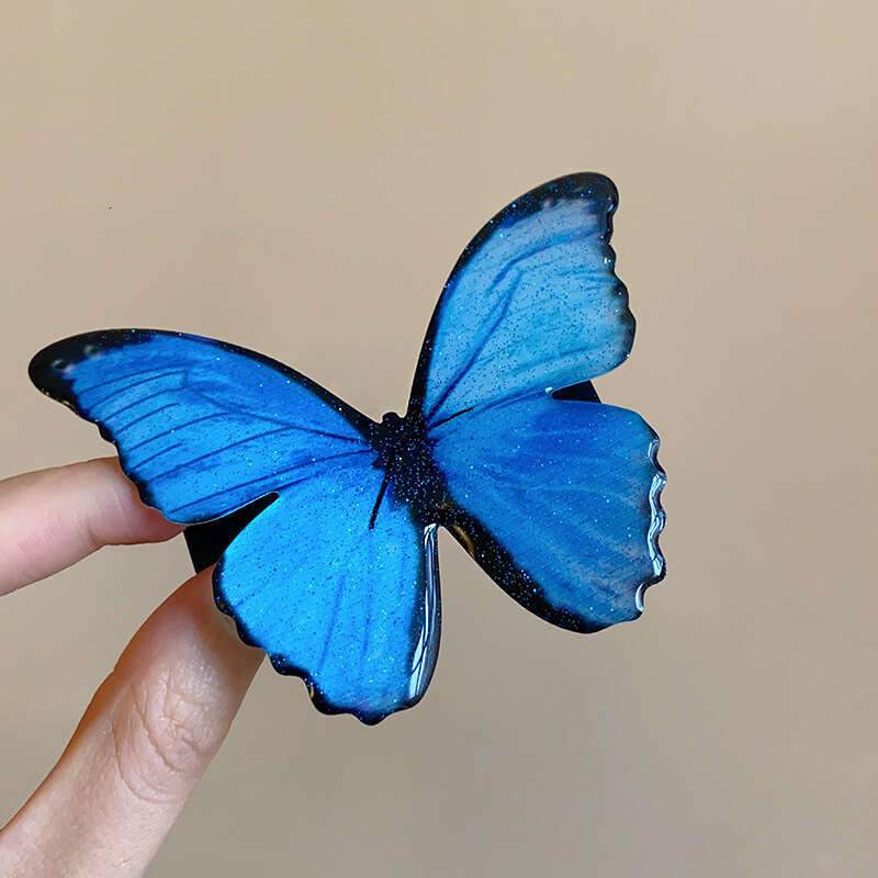 Summer Dreamy Blue Butterfly Niche Bangs Side Clip Super Fairy High-end Hairpin Hair Accessory