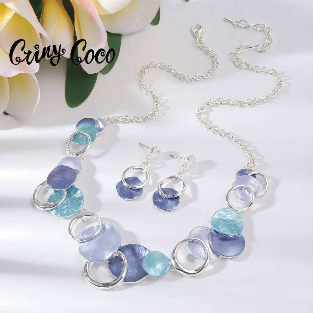 Cring Coco Geometric Pendants Necklaces Enamel Metal Jewelry Accessory Collar Pendant Necklace New For Women Mother Gifts 2022