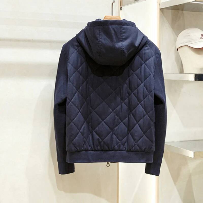 High-Efficiency Fleece Old Money Wind-Resistant Fall-Winter Men's Knitted Warm Cotton Coat, Dia-Shaped Outerwear