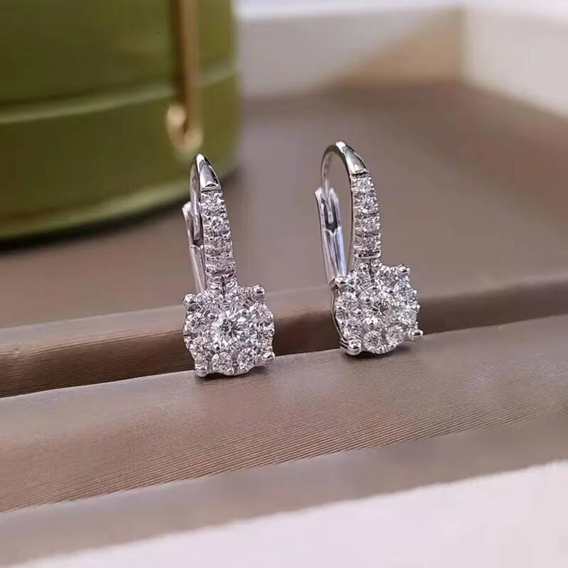 Classic Halo Clip Earrings 925 Silver Full Pave 4mm2mm17mm15mm Moissanite Halo Hoop Earrings Party Statement for Women