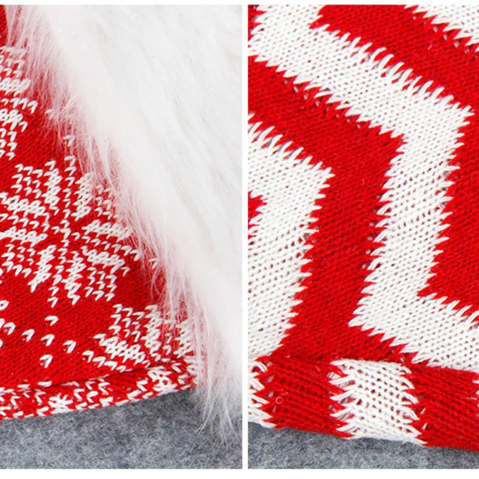 1PC Christmas Santa Hats KnittedFurry Trim With ZigzagSnowflake PatternsXmas Holiday Party Decor Caps For MenWomen ChristmasW251027