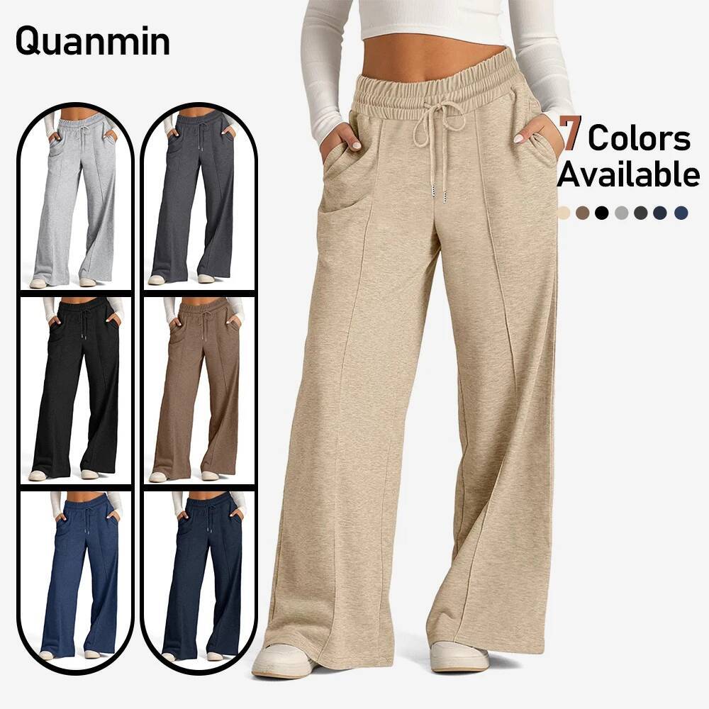 winter jacket women Autumn Winter European And American Women'S Drawstring Solid Color Waist Cinching Fashionable Wide Leg Casual Pants