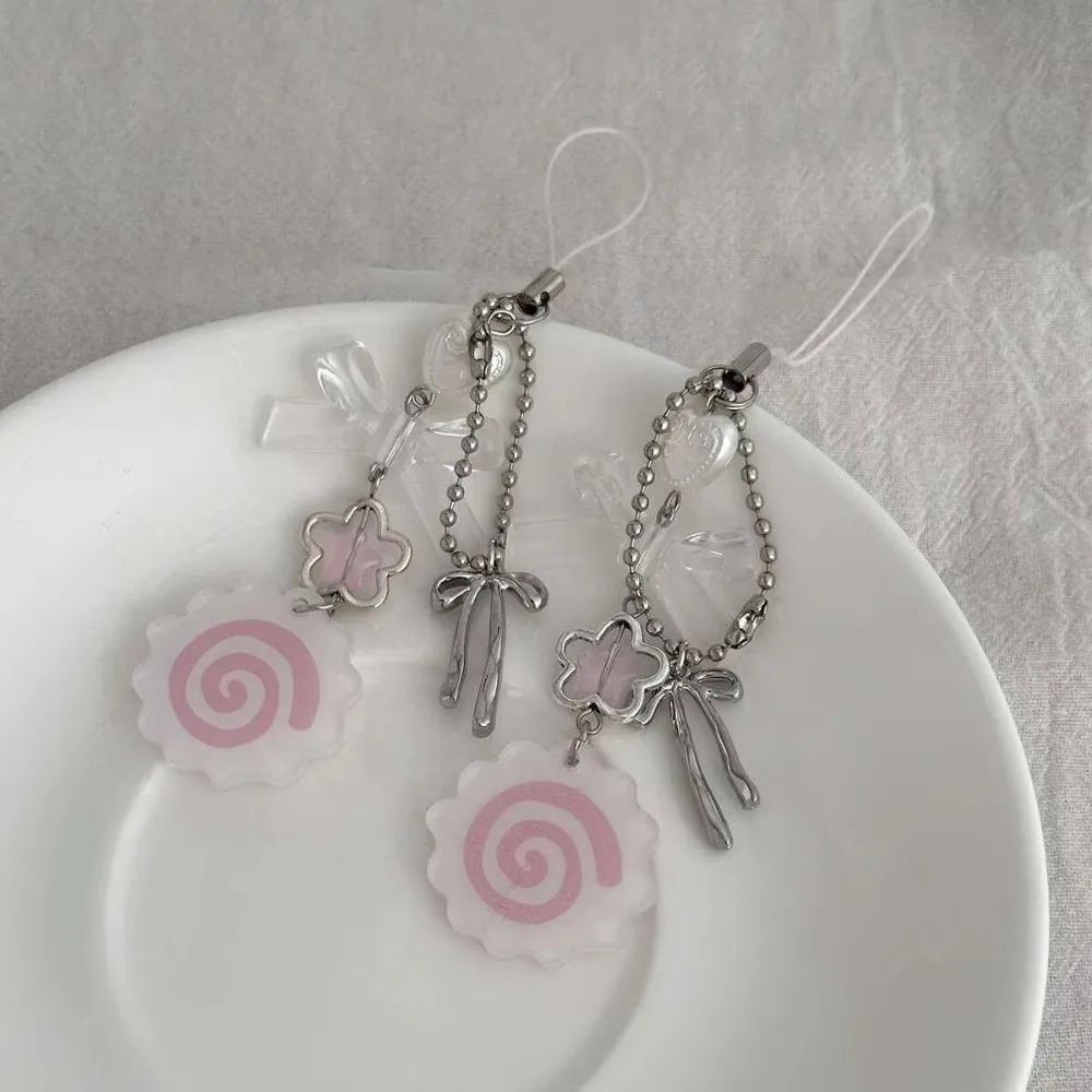 2PCS Y2K Bag Pendant Flower Bowknot Love Womens Backpack Keychain Cute Acrylic Pants Chain Accessories Mobile Phone Key Chain 251021