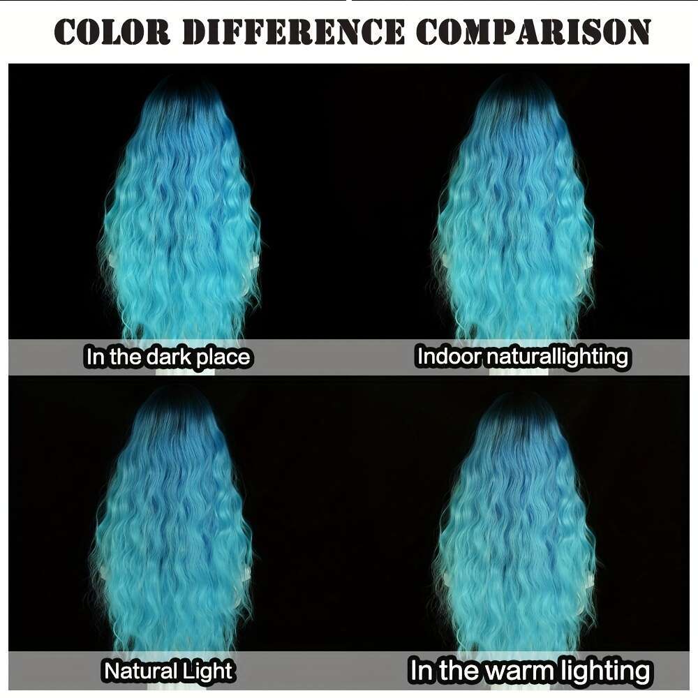 NAMM Women's Long Water Wave Ombre Heat-Resistant Synthetic Hair Roots, Glueless No Glue Needed, Natural Look For Halloween, Cosplay, Everyday -