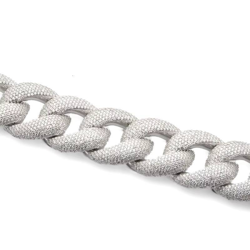 Cuban Link Chain Hip Hop Fully Iced Out 925 Silver 20mm Width VVS Round Moissanite Diamond Miami Cuban Chain Necklace