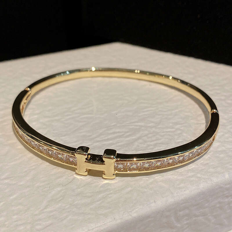 Bracelet Designer luxury bangle High Edition H Light Fashion Simple Square Dia Letter Gold High-end Non-fading Copper Inlaid Zircon Bracelets