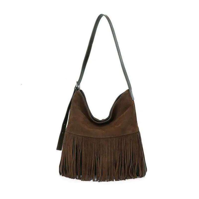 Designer Luxury High Quality Top Layer Cowhide Suede Women S Large Capacity Bucket Type Single Shoulder Crossbody Bag Trendy