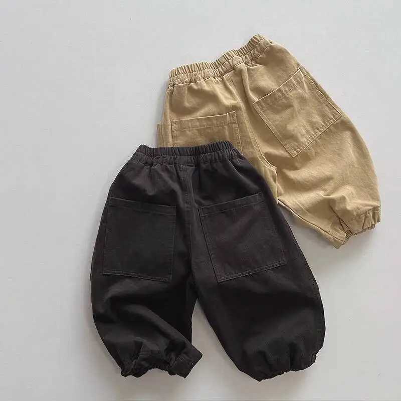 Spring Autumn Children Pants 18Y Boys Cotton Spliced Loose Casual Wide Leg Trousers Jogger Korean Toddler Wear For Kids ClothesT251027