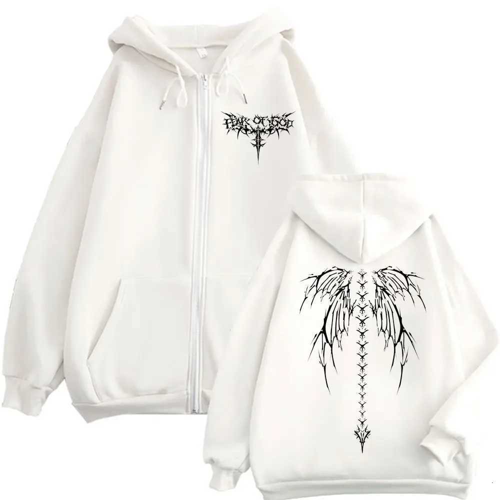 Autumn and winter skeleton printed zipper warm and fashionable hooded sweatshirt windproof mens casual loose jacket daily wear W251027