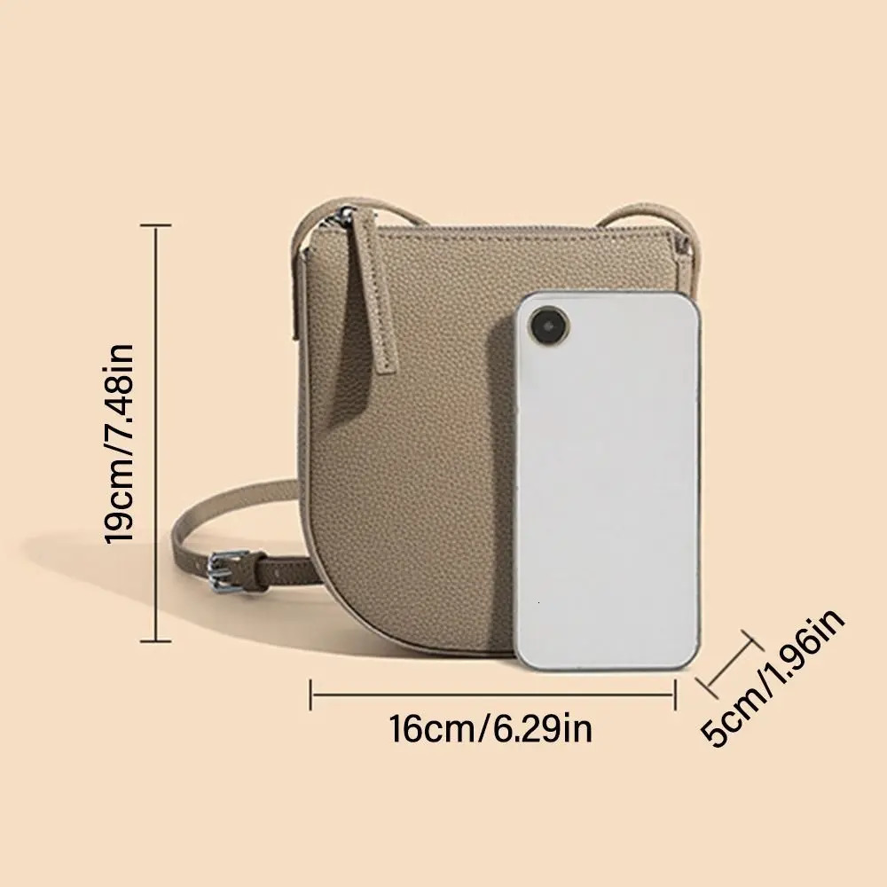 Litchi Pattern Shoulder Bag Zipper Solid Color Crossbody Bag Genuine Leather Phone Bag Ladies 251027