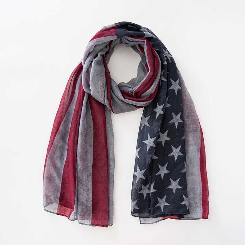 Popar Shawl Flag Oblong Scarfs Patriotic Stars Pattern scarf Muffr Voi Soft Wrap Geetric Stripes ScarfW251027