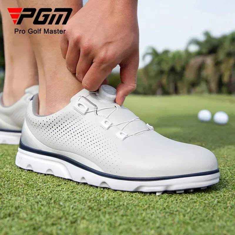PGM Mens Golf Shoes Ultra Fiber Waterproof Knob Lace Anti Slip Casual Sports Sneakers XZ322 251023