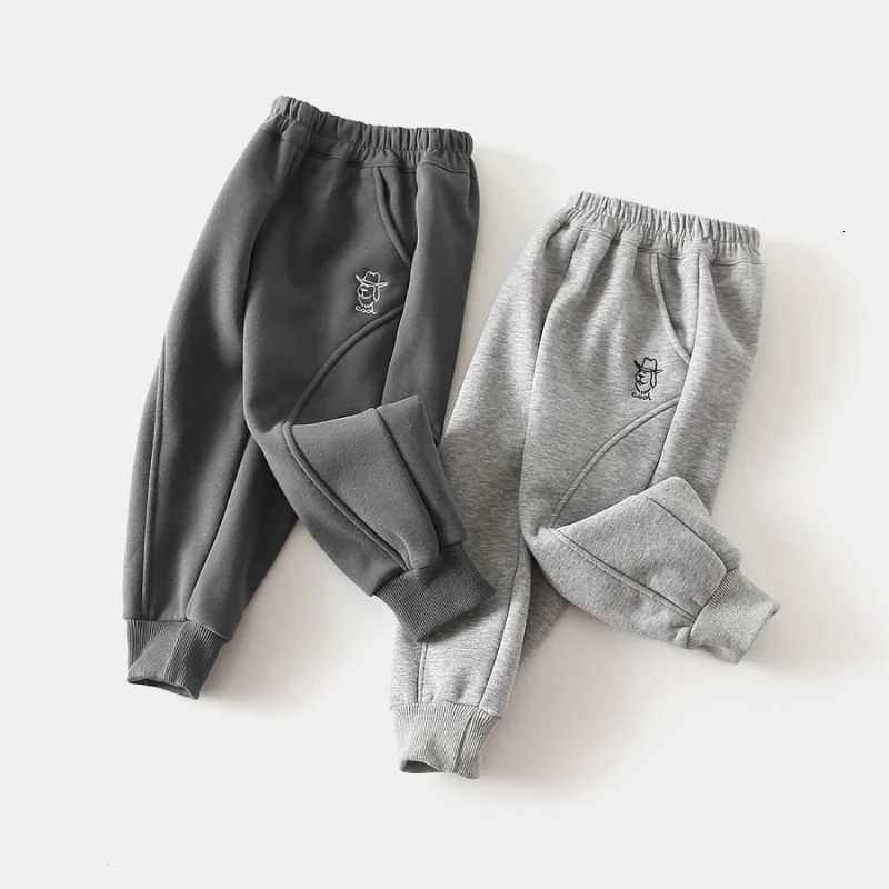 2025 Autumn Winter New Kids Thickened Fleece Lined Sports Joggers Boys Elastic Waist Trousers 3 8YT251027