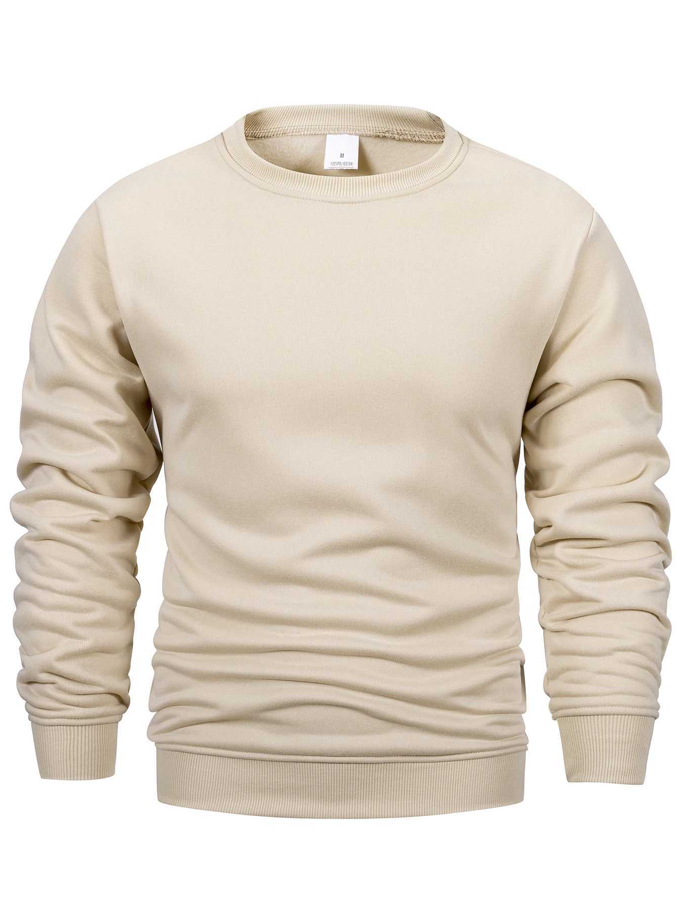 Mens Crew Neck Sweatshirts Solid Color Sweatwear Spring Outdoor Casual Daily Long Sleeve Pullover Hoodie Man Sportswear W251027