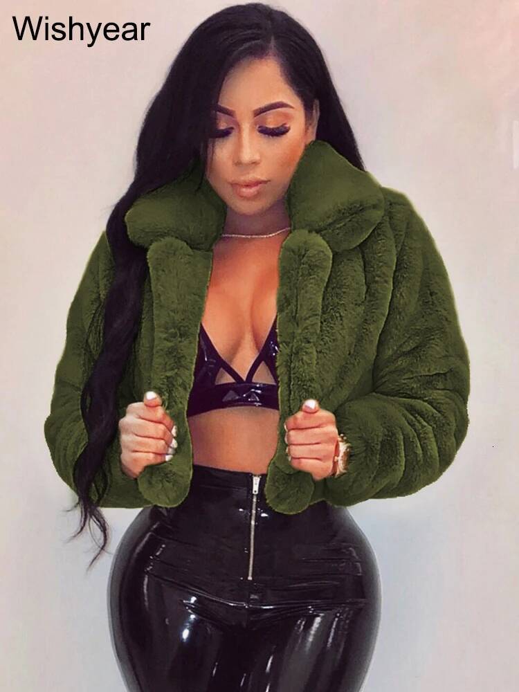 winter jacket women Fashion Faux Fur Open Lapel Crop Jackets Women Clothing Autumn Winter Solid Long Sleeve Warm Furry Fluffy Coat Outer Wear