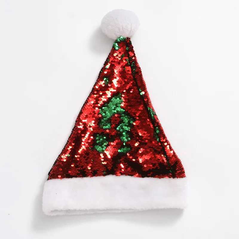 NEW 30cm40cm Flip Sequin Short Plush Christmas Hat Christmas Glitter Sequin Christmas Hat Festival Celebration DecorationW251027