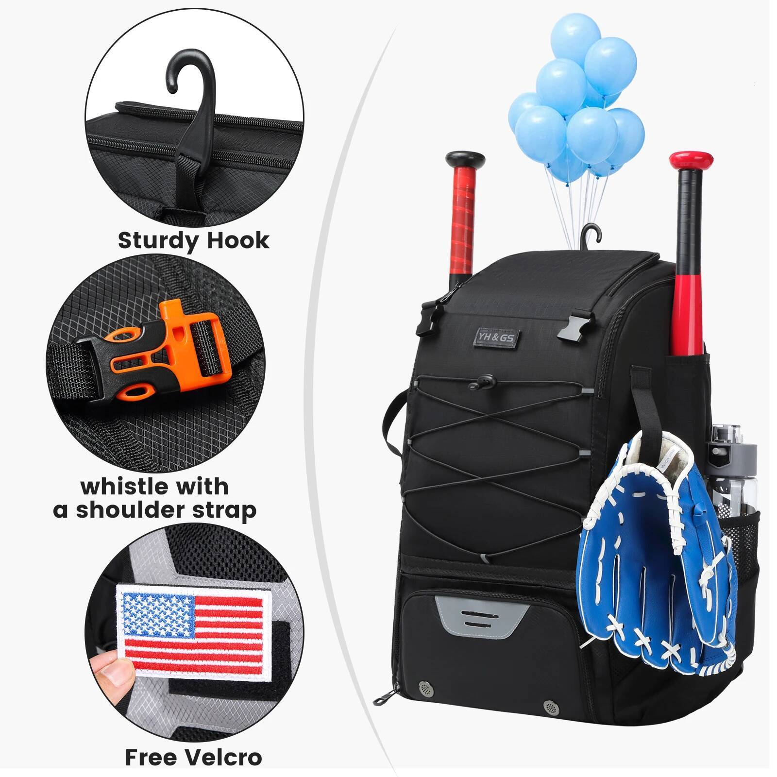 Equipment with Shoe Compartment Softball Bat Bag for Youth Large Capacity Sport Baseball Backpack