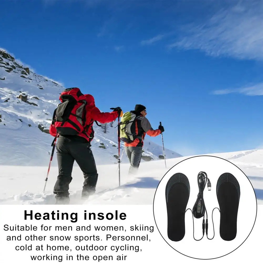 1 Pair Outdoor Winter Electric Heated Insoles Temperature Control Cuttable Reusable USB Heating Insoles Foot Warmer for Adults251020