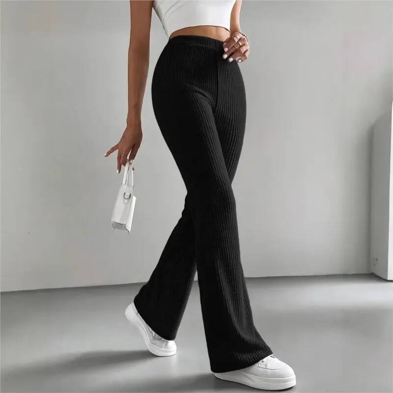 winter jacket women Casual Knitted Elastic Waist solid color Sports for Women in Autumn Winter Fashion and Elegant Versatile Slim Pants